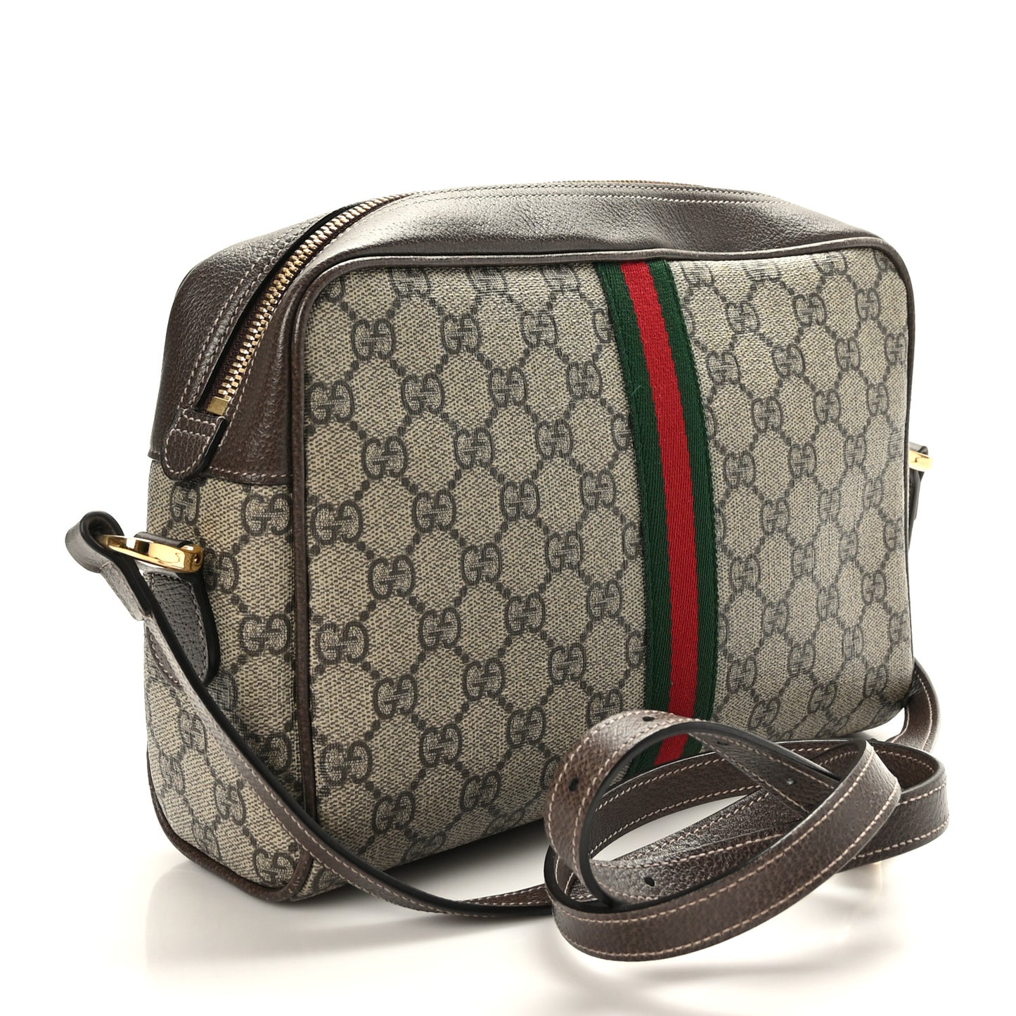 GG Supreme Monogram Web Small Ophidia Shoulder Bag Brown