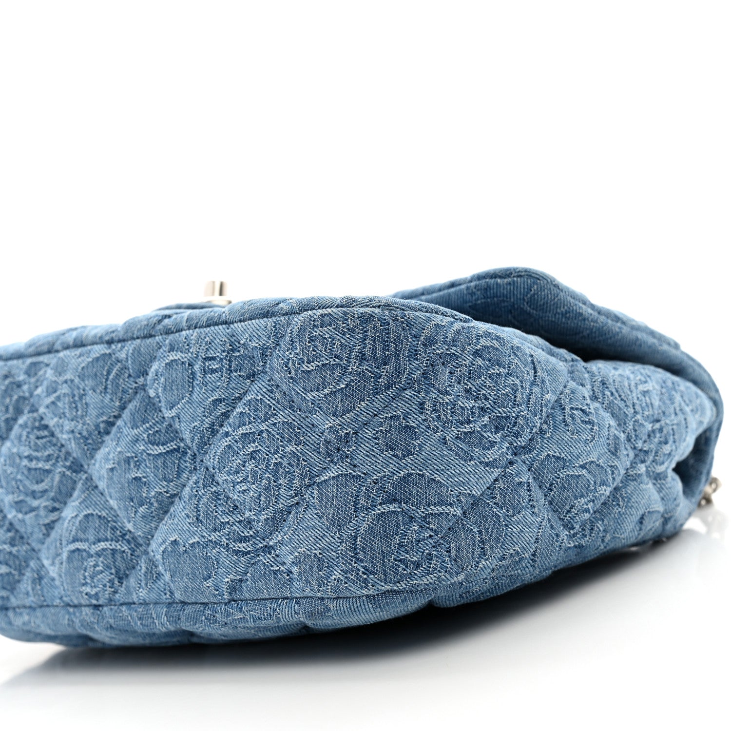 Chanel Denim Quilted Medium Camellia Sweetheart Flap Blue 10 of 10