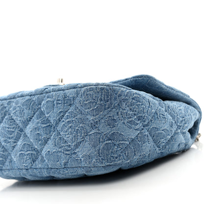 Chanel Denim Quilted Medium Camellia Sweetheart Flap Blue 10 of 10