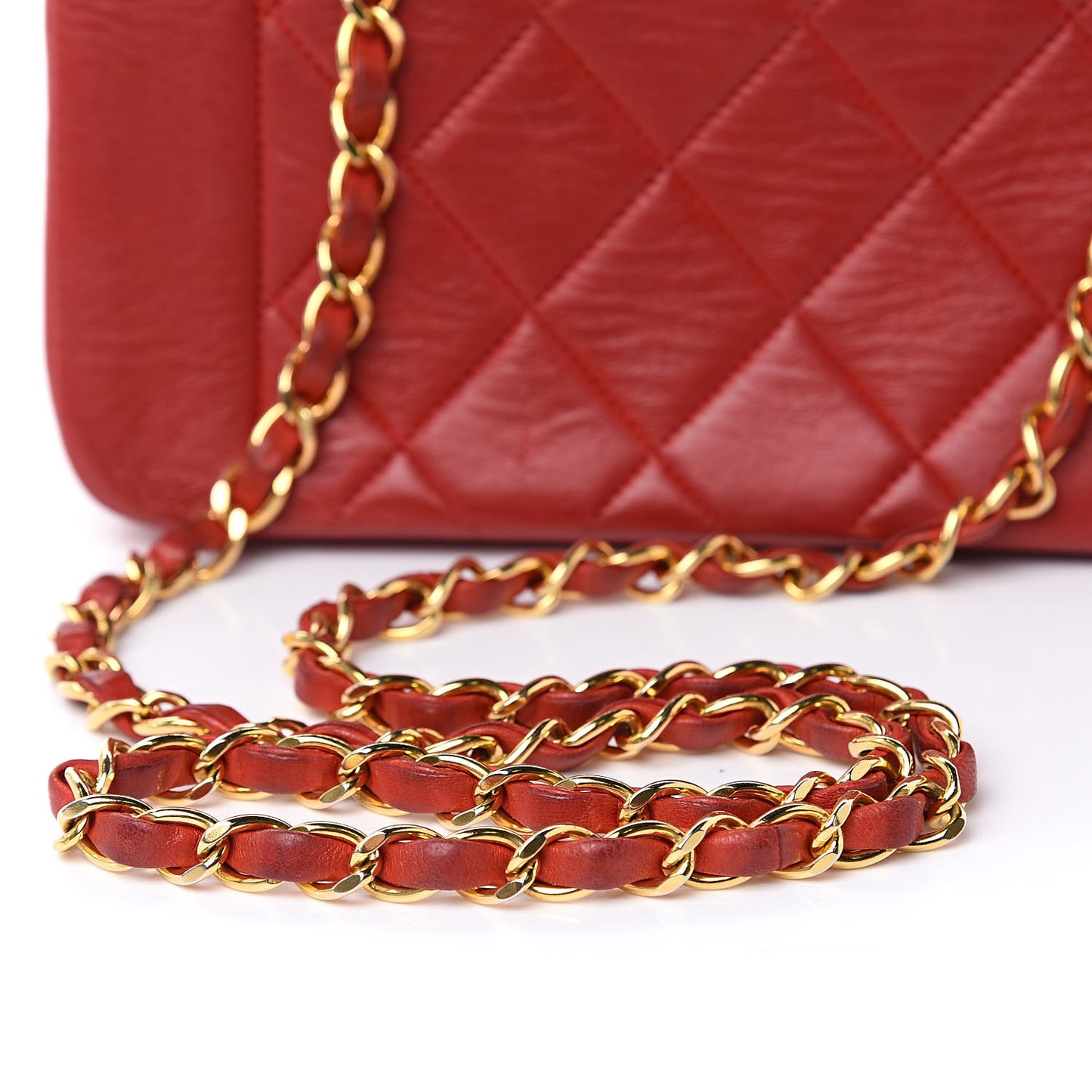 Lambskin Quilted Small Single Flap Red