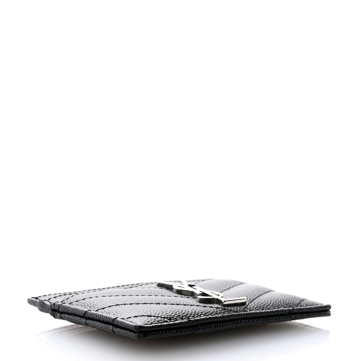 Grain De Poudre Matelasse Chevron Monogram Credit Card Case Black