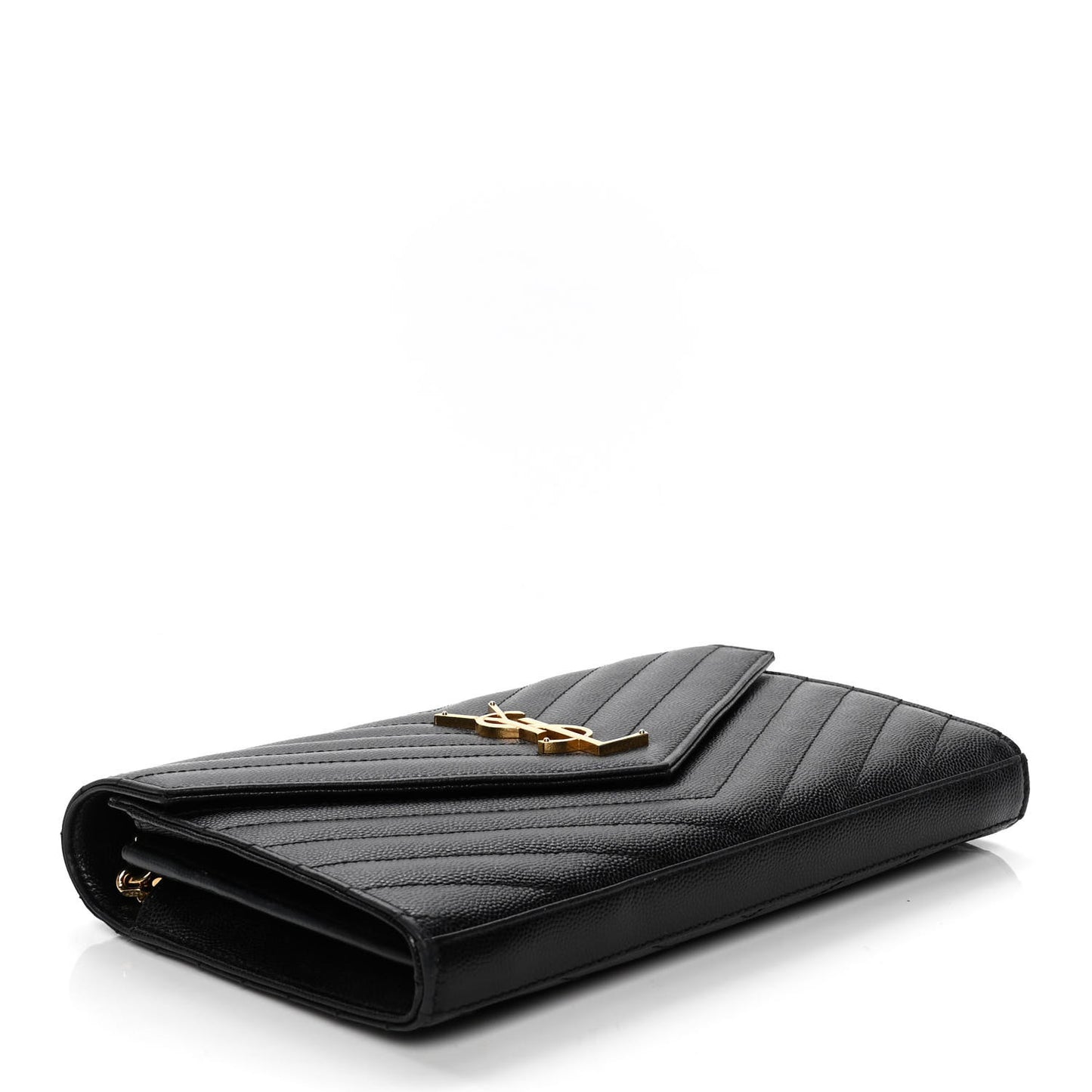 Grain De Poudre Matelasse Chevron Monogram Chain Wallet Black