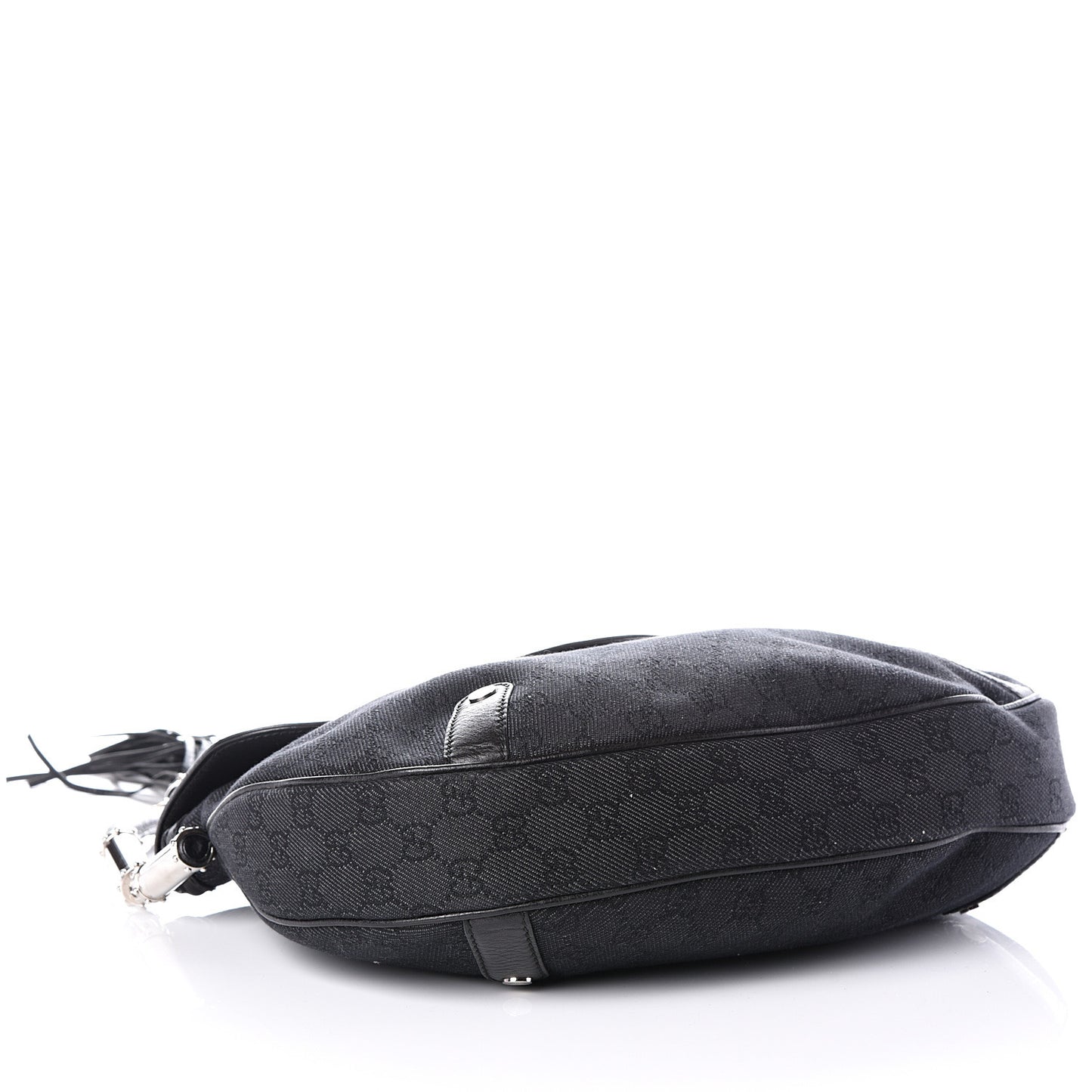 Denim Monogram Britt Tassel Shoulder Bag Black