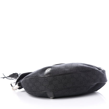 Gucci Denim Monogram Britt Tassel Shoulder Bag Black 3 of 13
