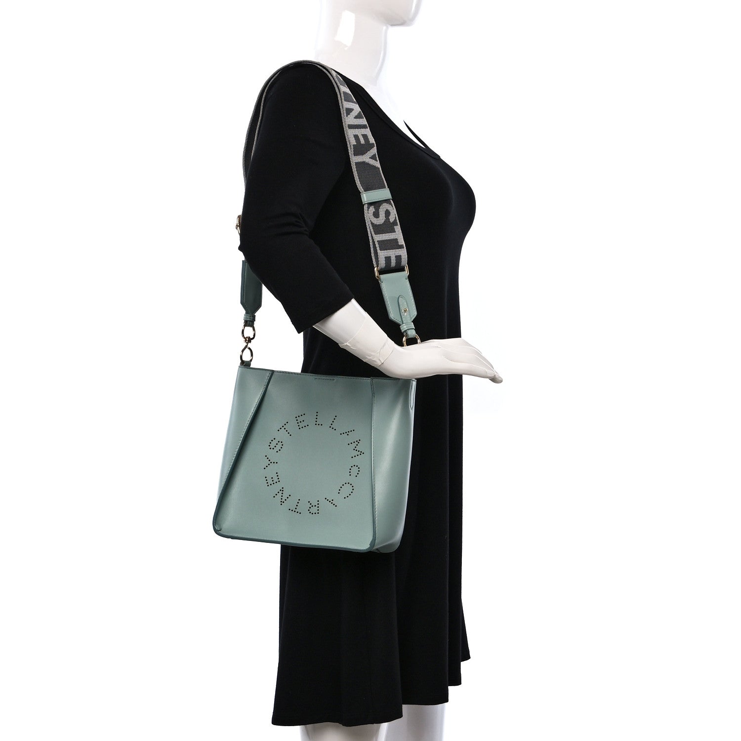 Stella McCartney Eco Alter Nappa Perforated Logo Mini Crossbody Dusty Blue 2 of 10