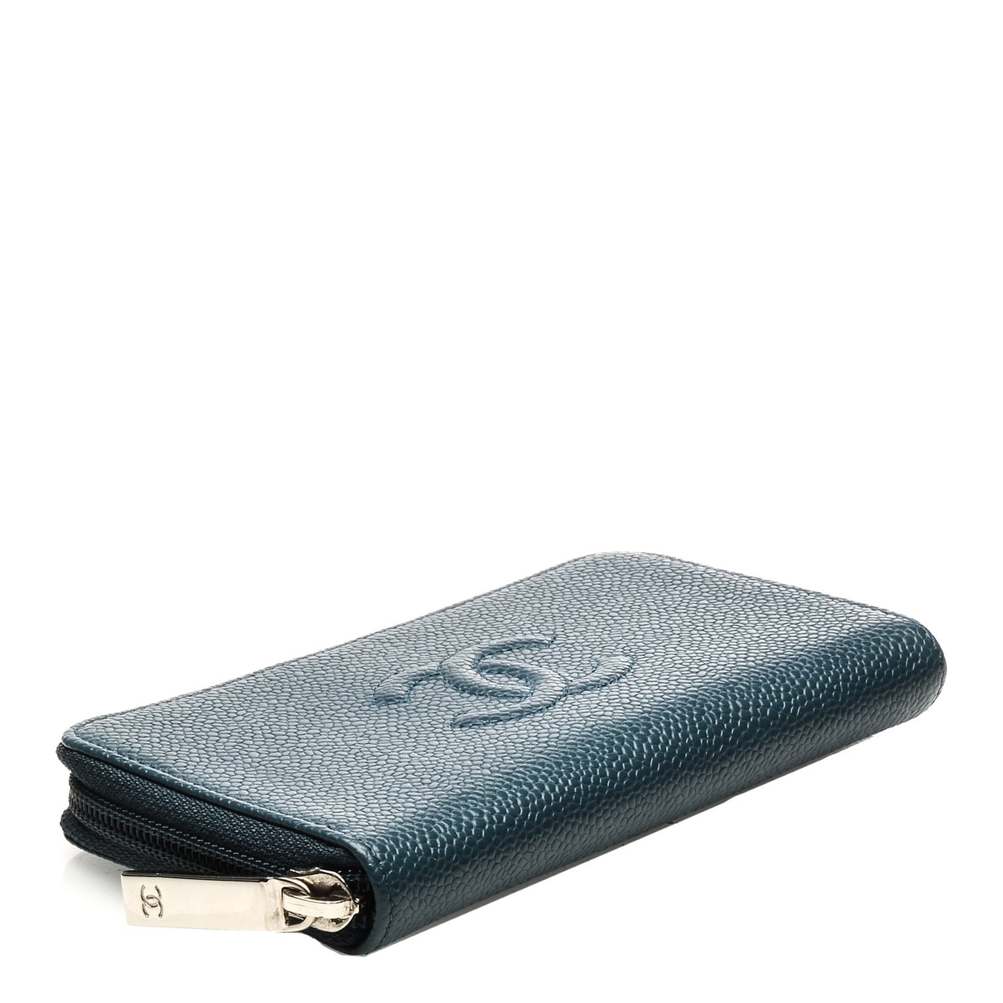 Caviar Small Timeless CC Zip Around Wallet Blue