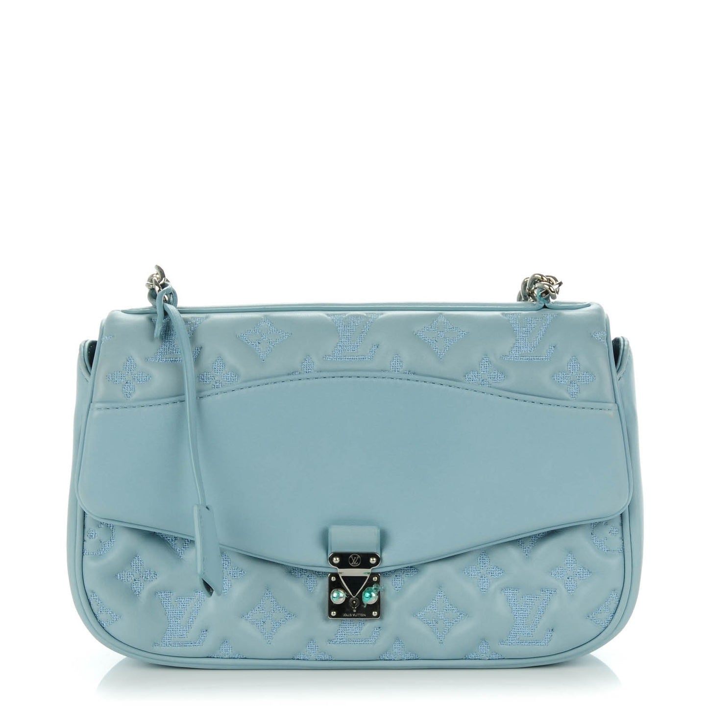 Lambskin Mama Broderie Pochette Blue