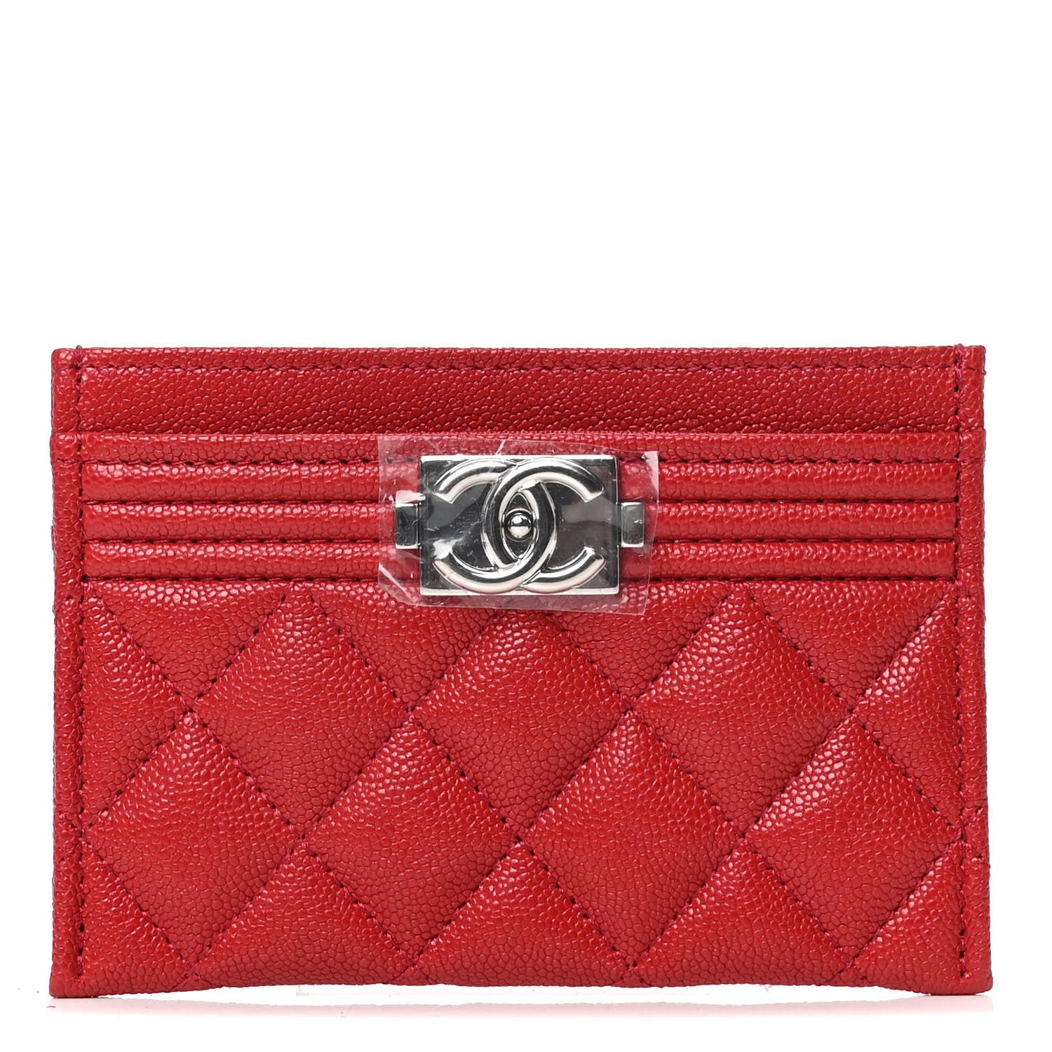 Chanel Caviar Quilted Boy Card Holder Red 1 of 5