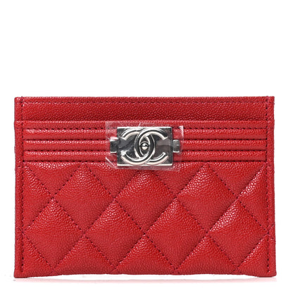 Chanel Caviar Quilted Boy Card Holder Red 1 of 5