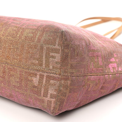 Fendi Metallic Lurex Zucca Medium Roll Tote Arancio 10 of 12