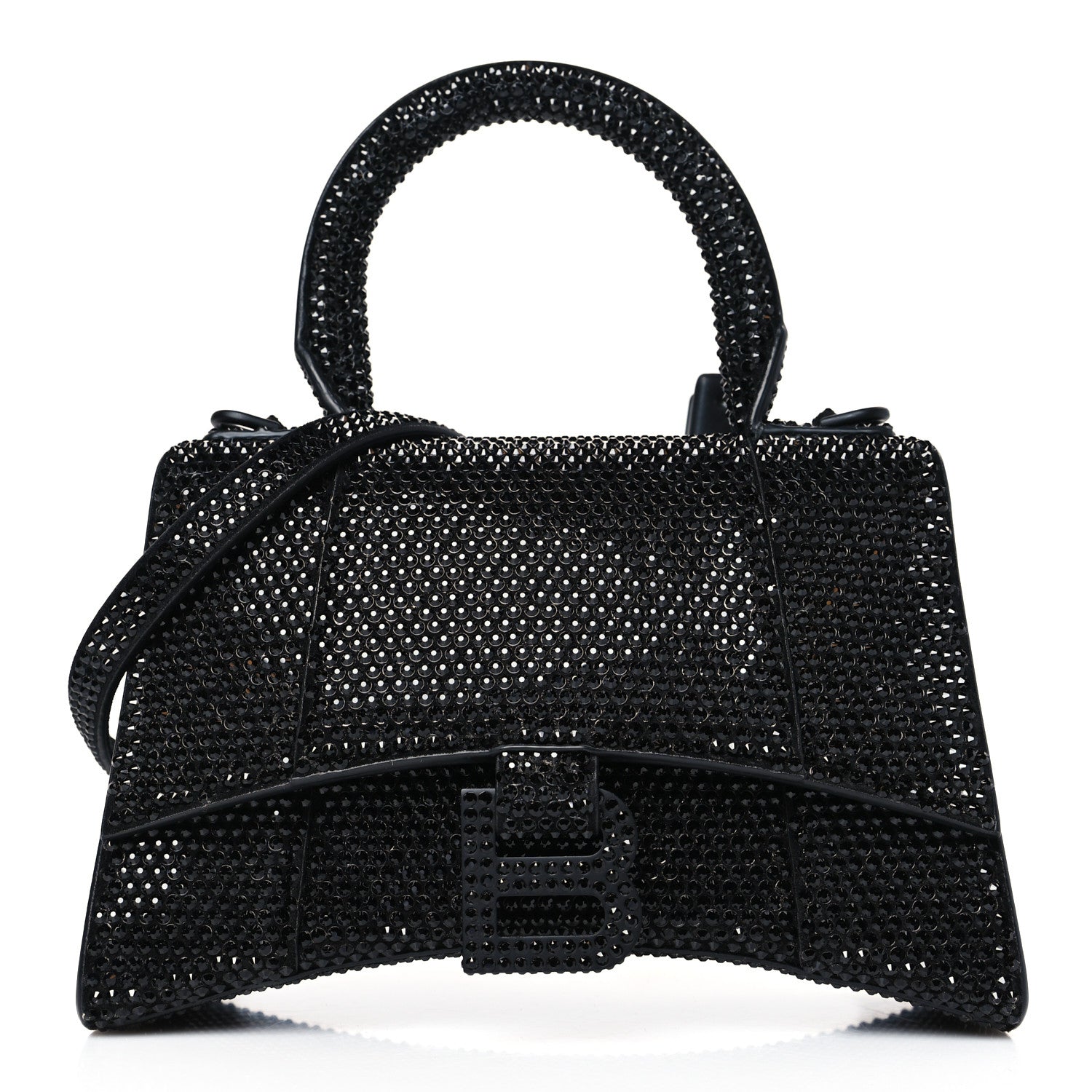 Balenciaga Strass Suede Hourglass Top Handle Bag XS Black 1 of 9