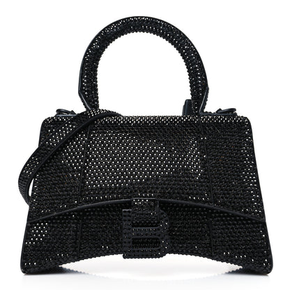 Balenciaga Strass Suede Hourglass Top Handle Bag XS Black 1 of 9