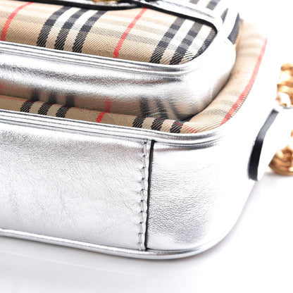 Burberry Smooth Calfskin 1983 Knight Check Link Camera Bag Silver 6 of 10