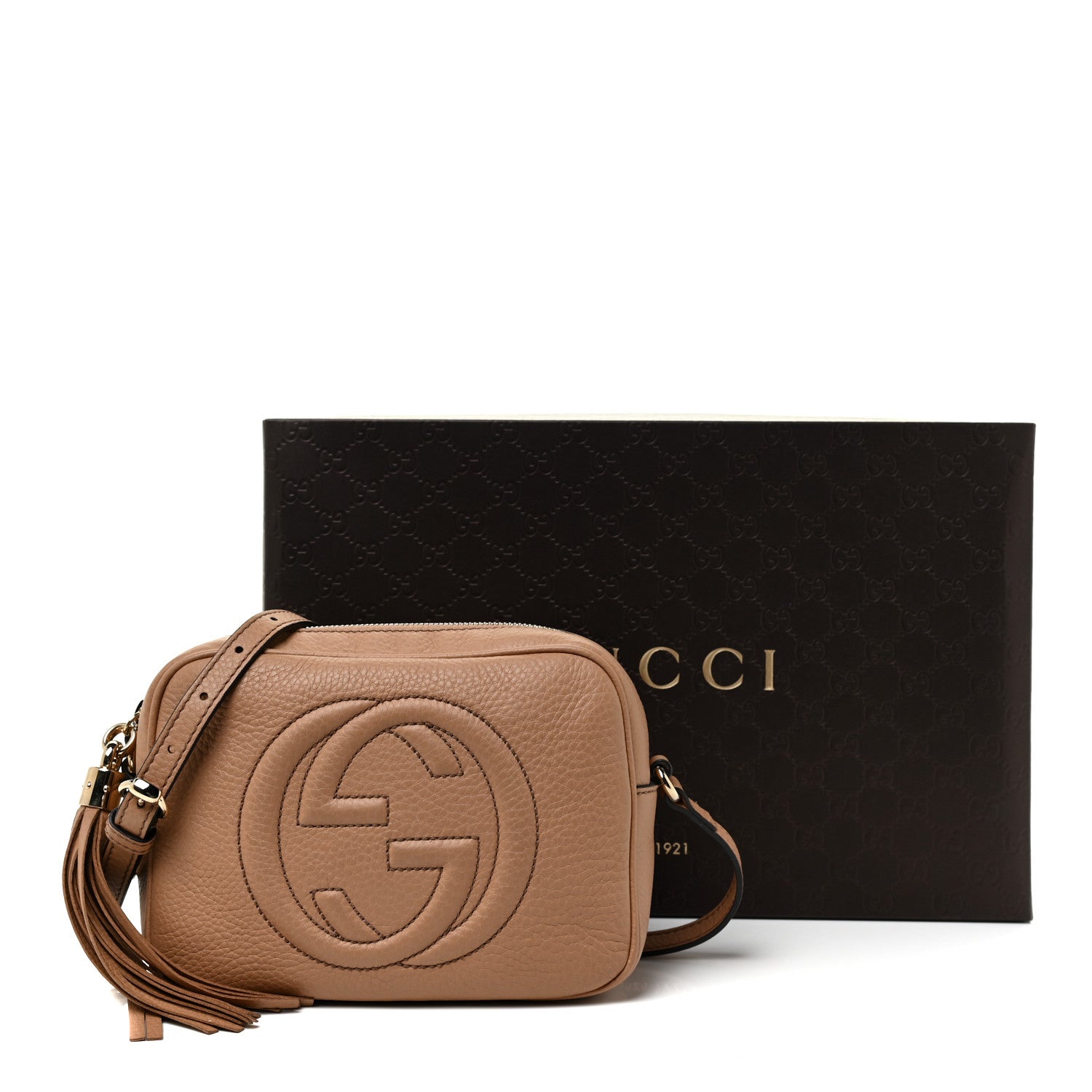 Gucci Pebbled Calfskin Small Soho Disco Bag Camelia 15 of 15