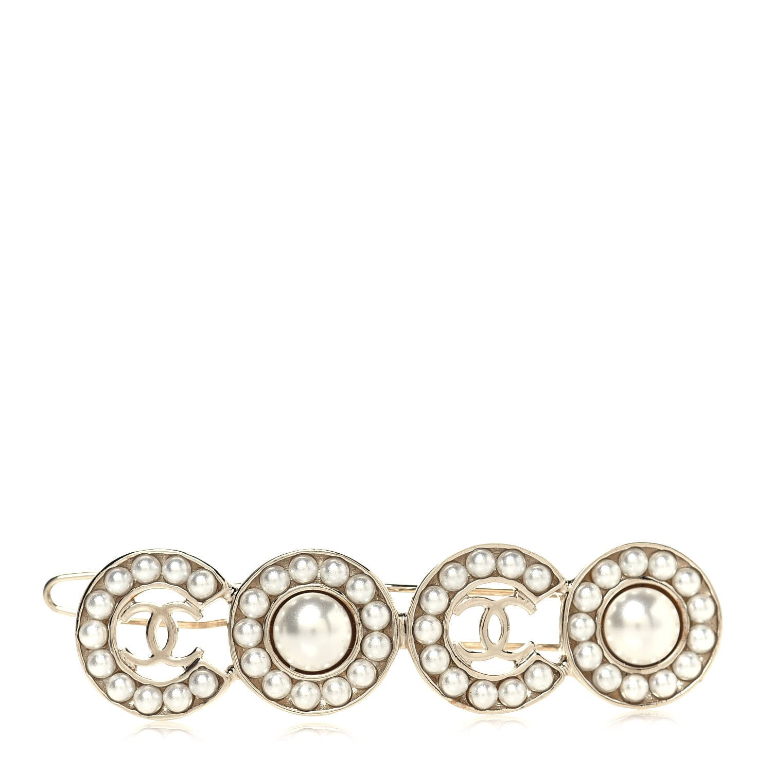 Chanel Pearl Coco Hair Clip Barrette Gold 1 of 6