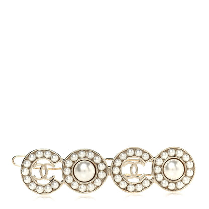Chanel Pearl Coco Hair Clip Barrette Gold 1 of 6