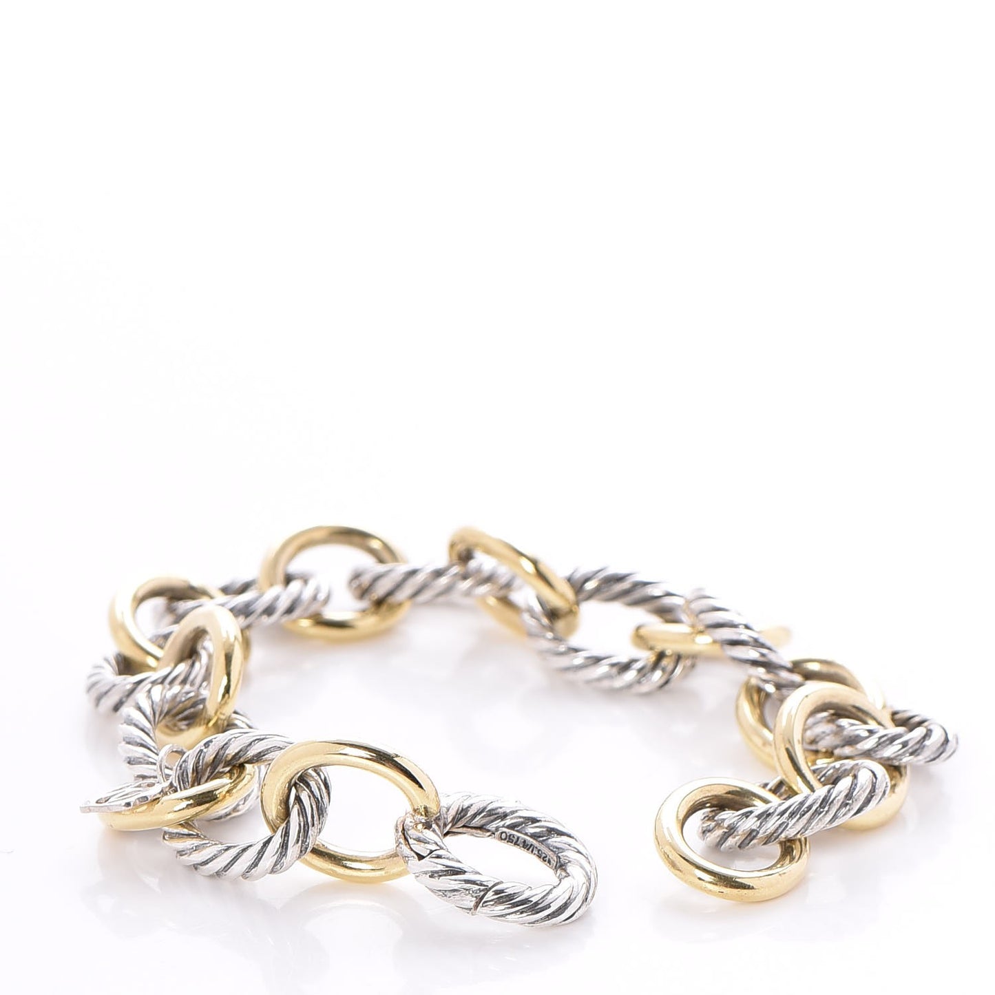 Sterling Silver 18K Yellow Gold 10mm Medium Oval Link Bracelet