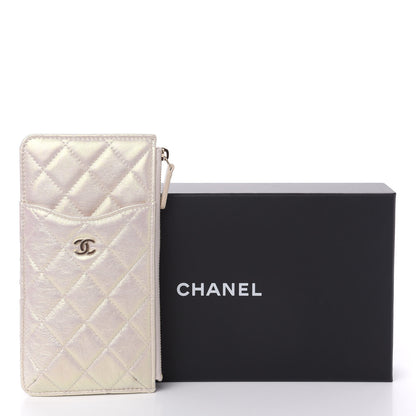 Chanel Iridescent Lambskin Quilted Classic Flat Wallet Pouch Ivory 8 of 8