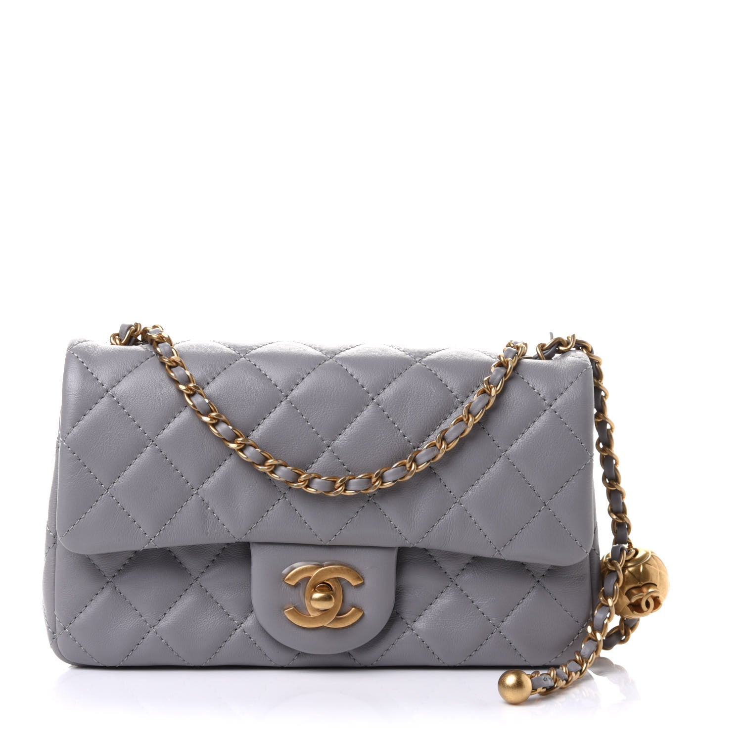 Chanel Lambskin Quilted Mini Rectangular Pearl Crush Flap Grey 1 of 11