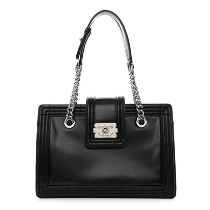Chanel Glazed Calfskin Boy Tote Black 1 of 14