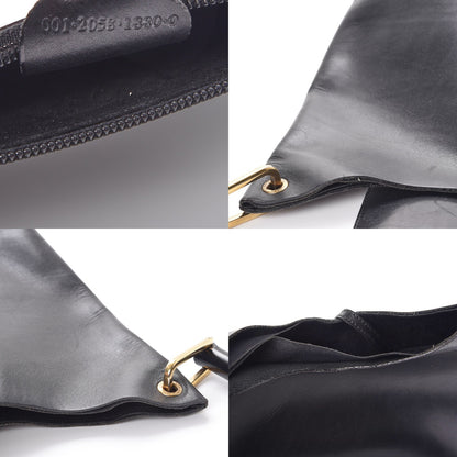 Gucci Leather Bamboo Handle Shoulder Bag Black 6 of 10