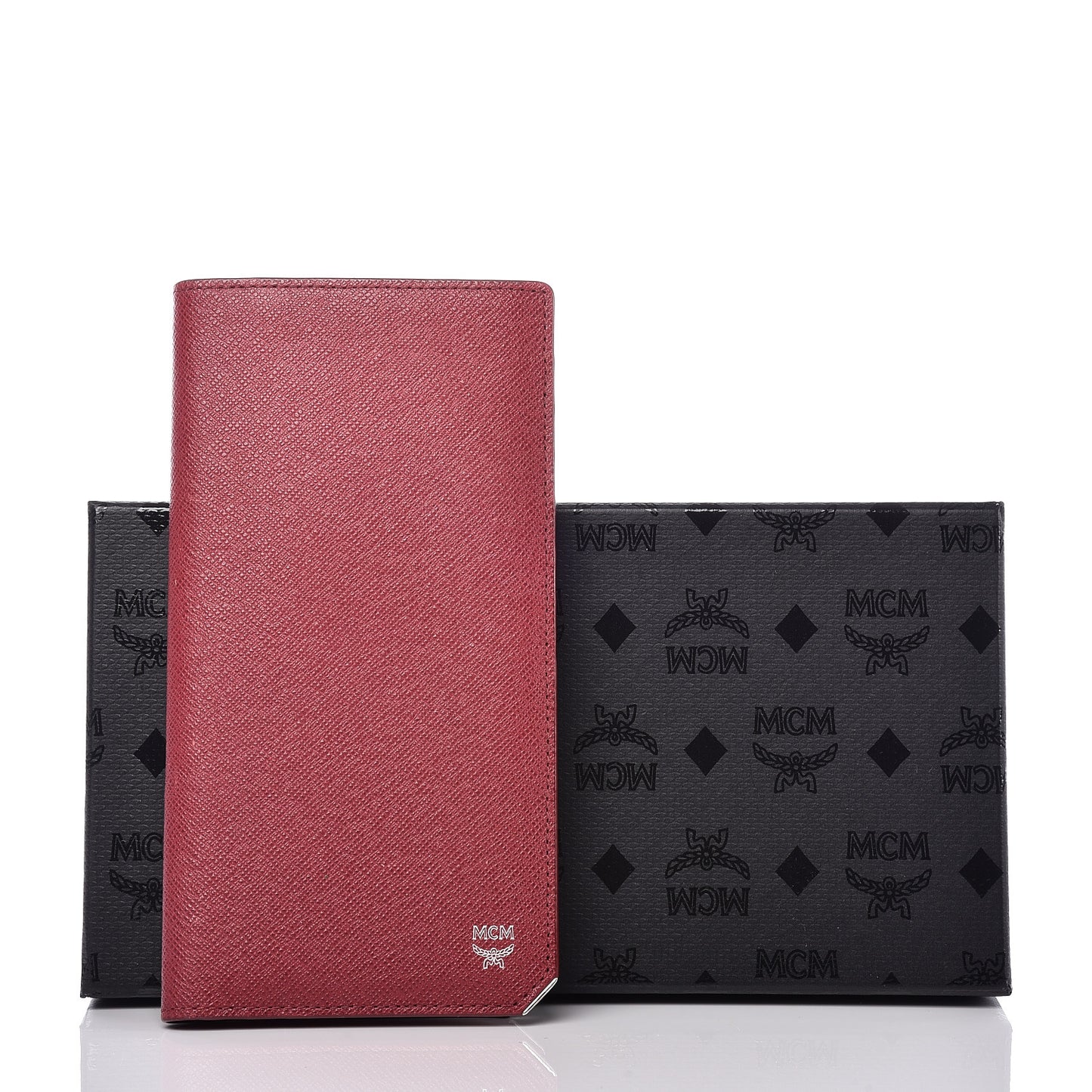 Calfskin Bifold Long Wallet Red