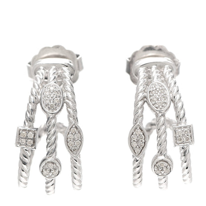 David Yurman Sterling Silver Diamond Confetti 3 Row Earrings 1 of 4