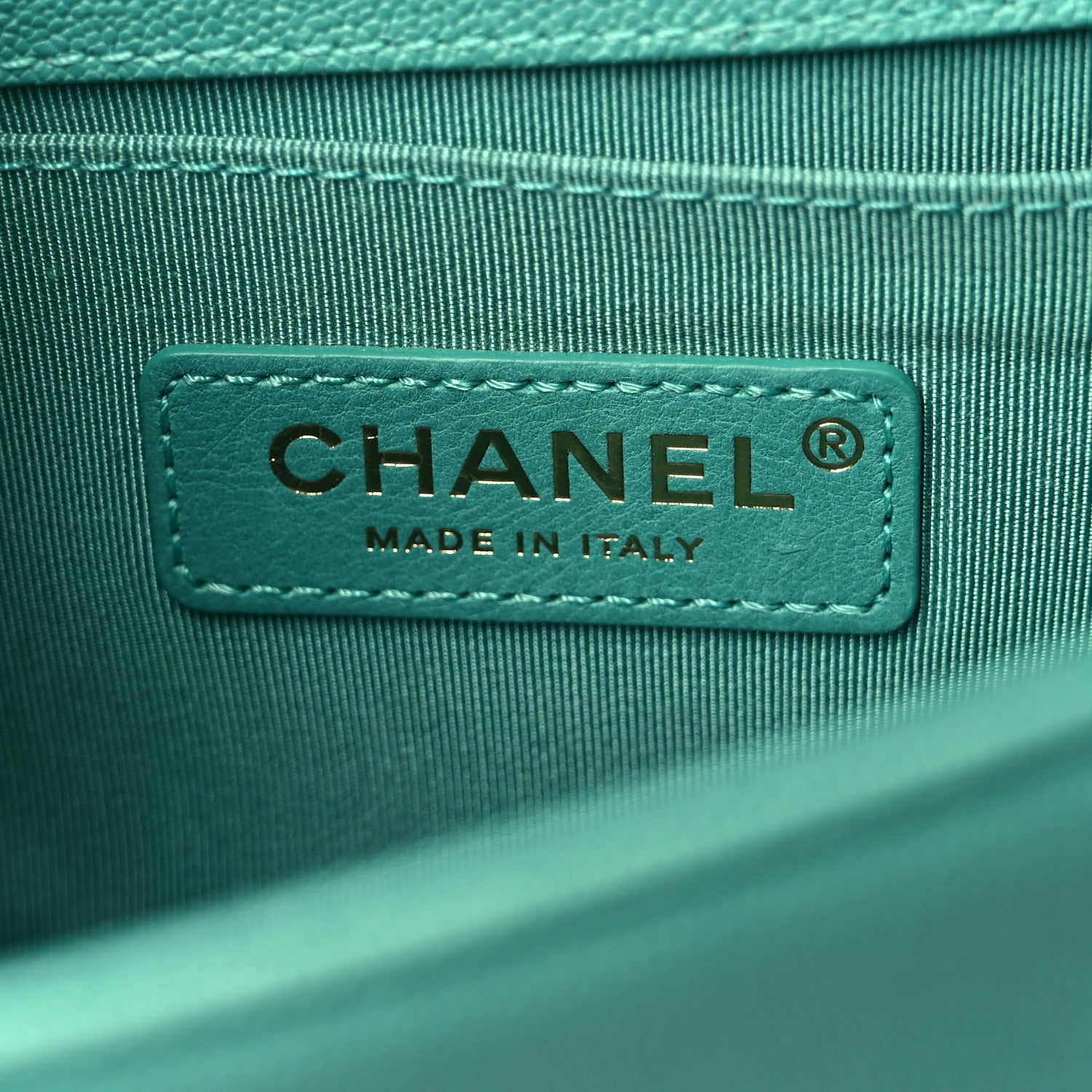 Chanel Caviar Chevron Quilted Small Boy Flap Green 6 of 9