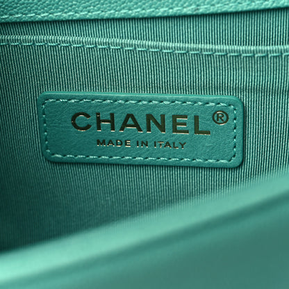 Chanel Caviar Chevron Quilted Small Boy Flap Green 6 of 9