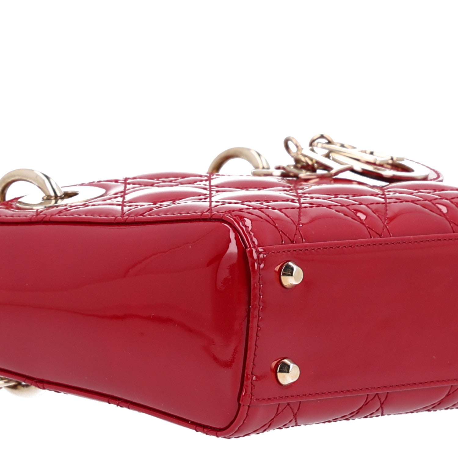Christian Dior Patent Cannage Mini Lady Dior Red 9 of 10