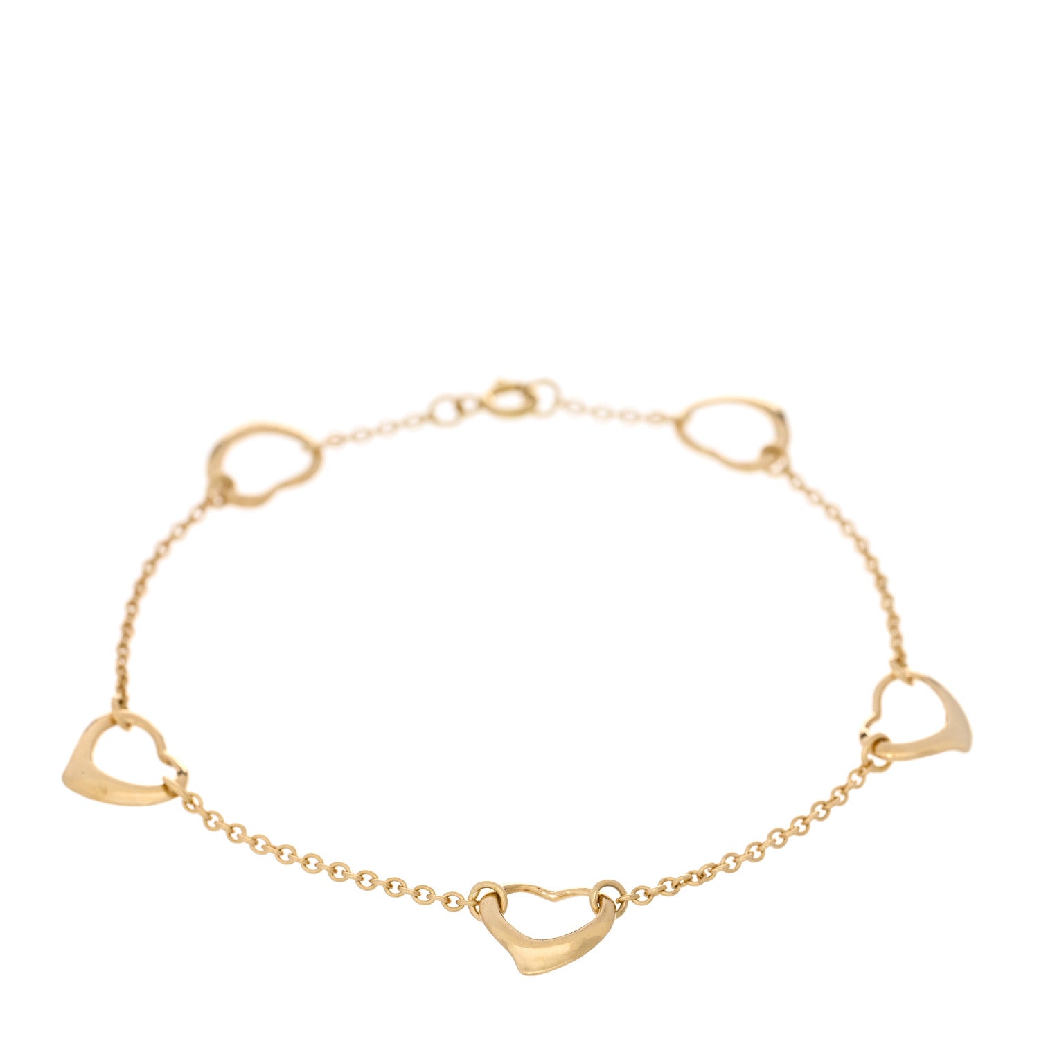 Tiffany 18K Yellow Gold Elsa Peretti 5 Open Heart Bracelet 1 of 3
