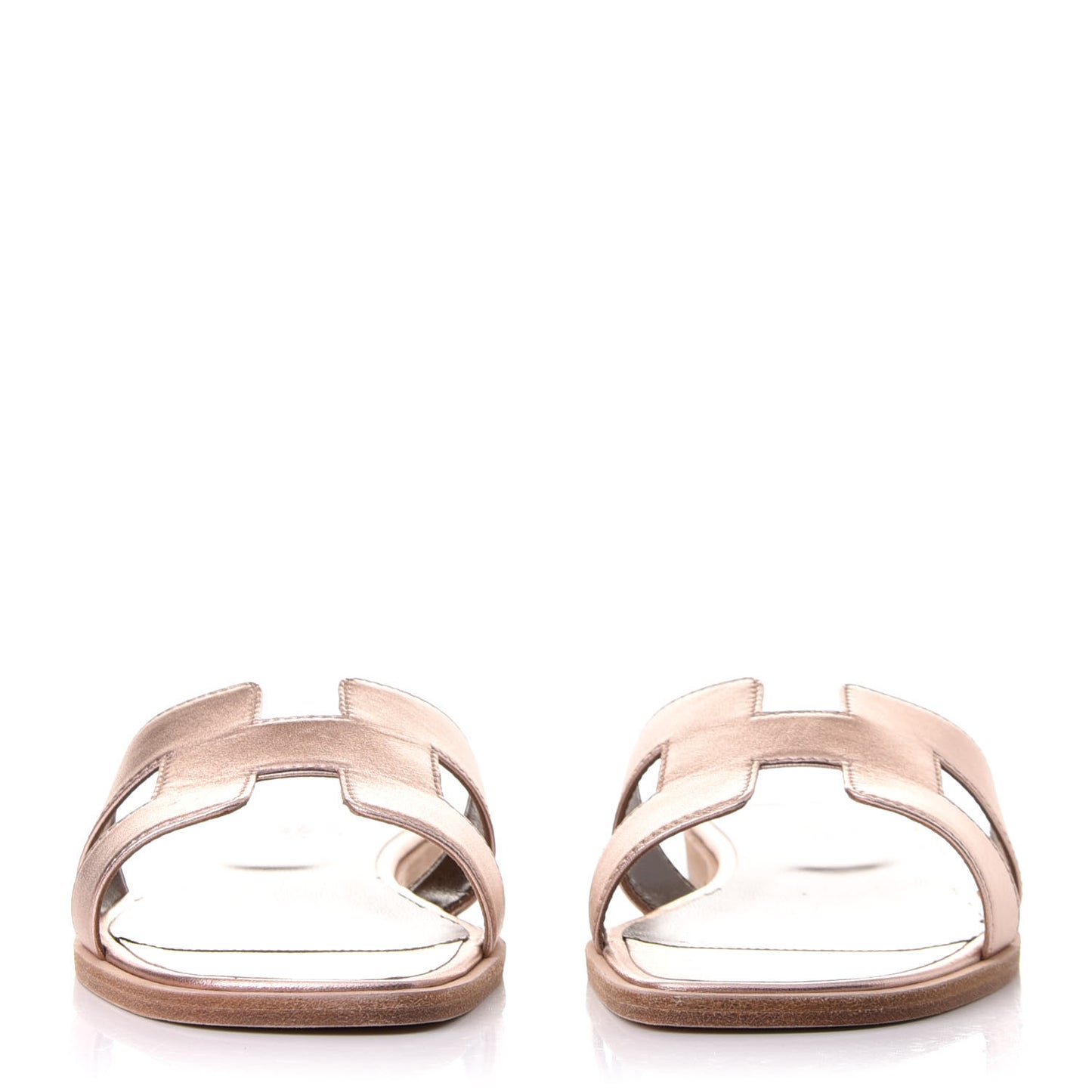 Metallic Calfskin Oran Sandals 40.5 Rose Dore
