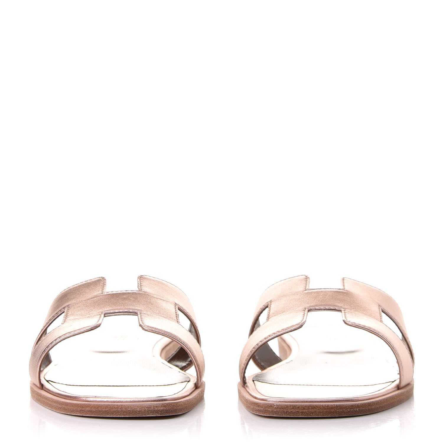 Hermes Metallic Calfskin Oran Sandals 40.5 Rose Dore 2 of 8