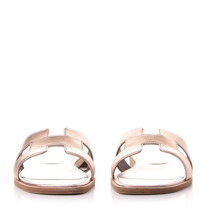 Hermes Metallic Calfskin Oran Sandals 40.5 Rose Dore 2 of 8