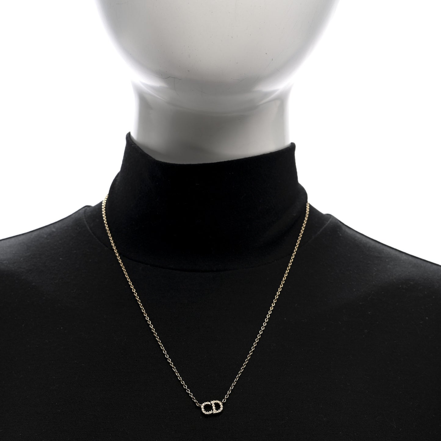 Metal Crystal CD Necklace Gold