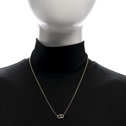 Christian Dior Metal Crystal CD Necklace Gold 2 of 4