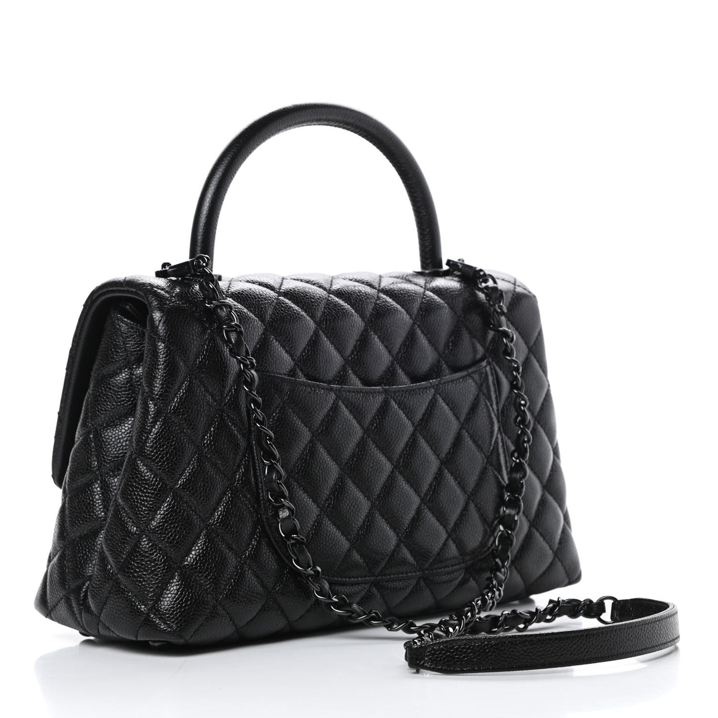 Caviar Quilted Small Coco Handle Flap So Black