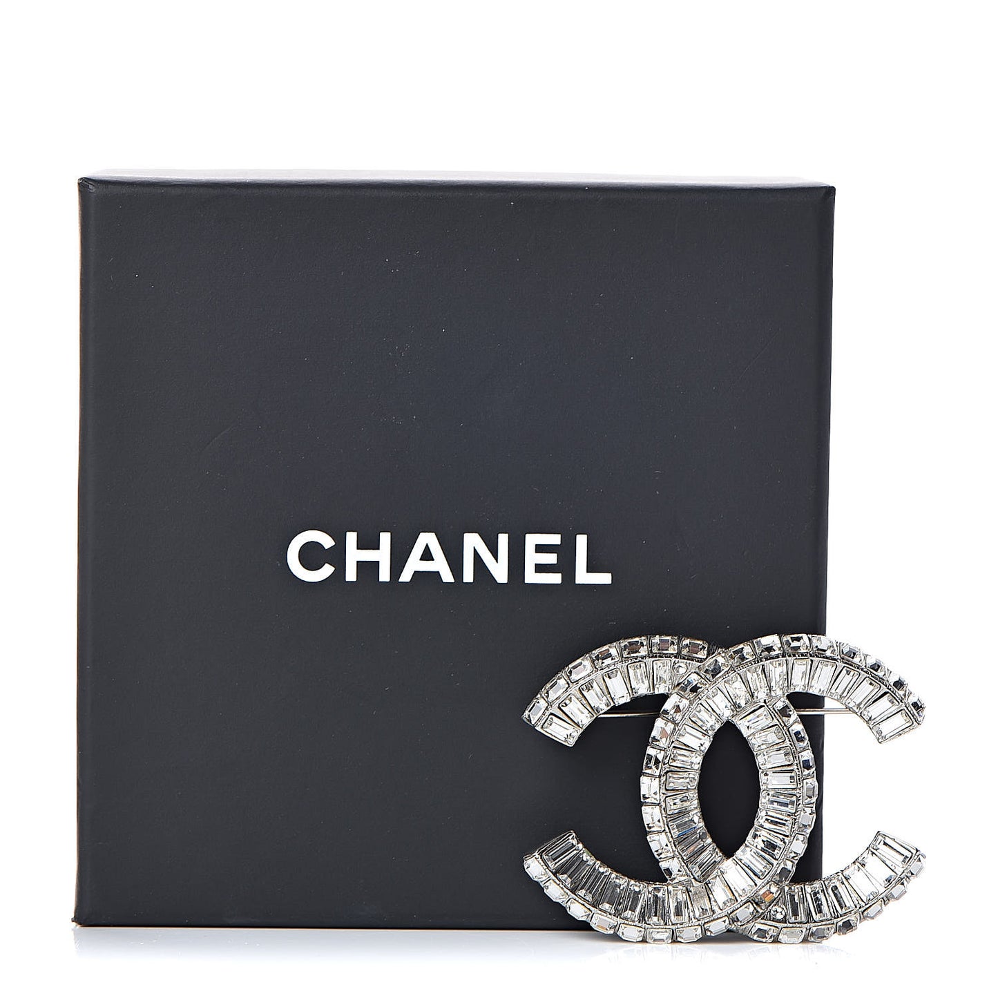 Baguette Crystal CC Brooch Silver