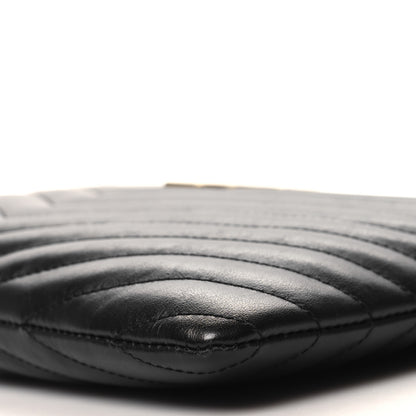 Saint Laurent Calfskin Matelasse Chevron Monogram A5 Wristlet Black 10 of 11