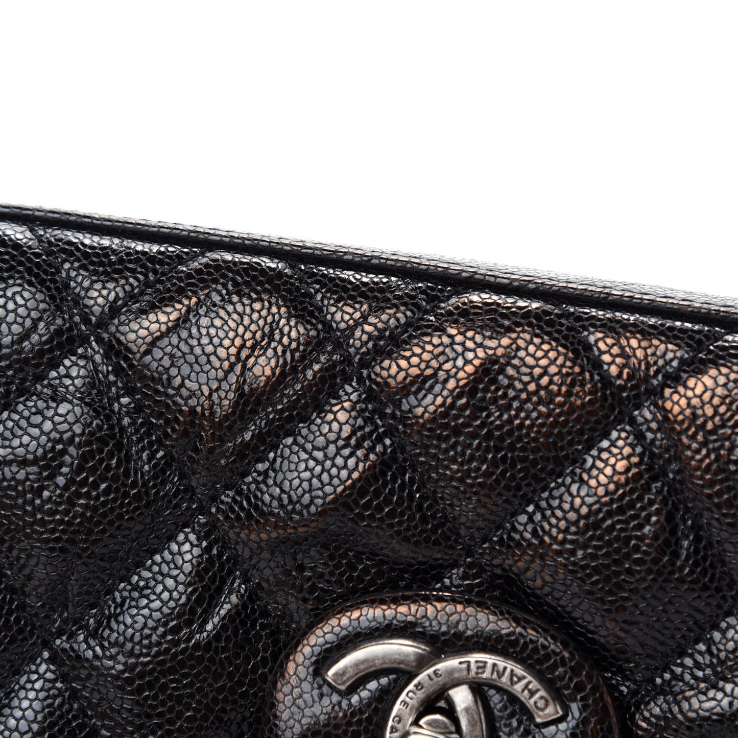 Crumpled Grained Calfskin Jumbo CC Crave Flap Black