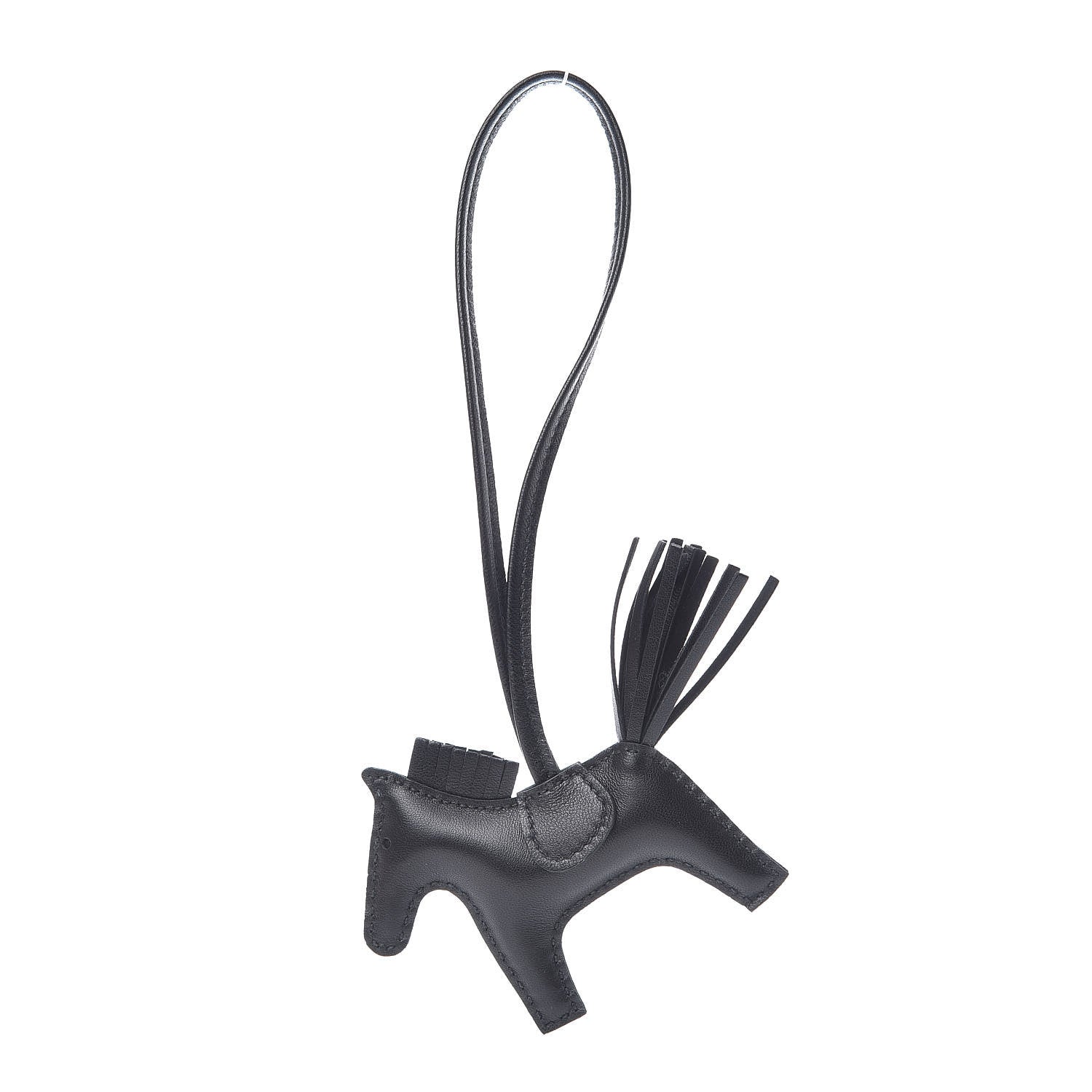Hermes Milo Lambskin Grigri Rodeo Horse Bag Charm PM So Black 1 of 4