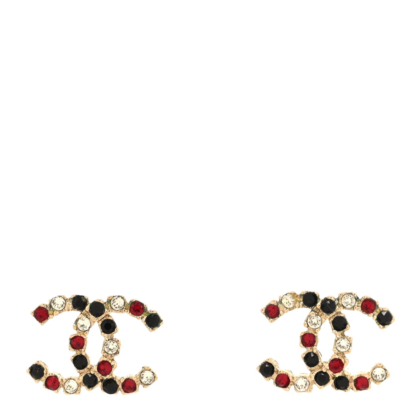 Crystal CC Earrings Gold Black Red