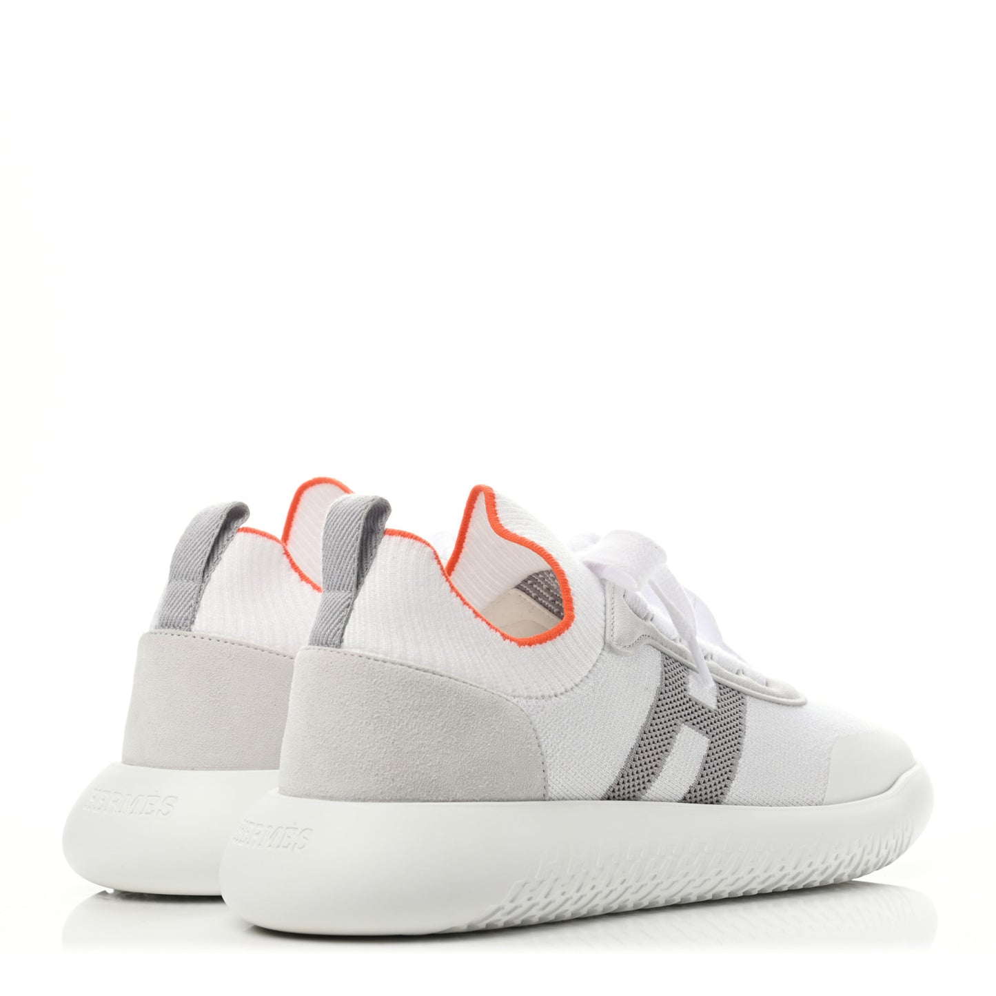 Knit Suede Goatskin Womens Crew Sneakers 37.5 White Gris