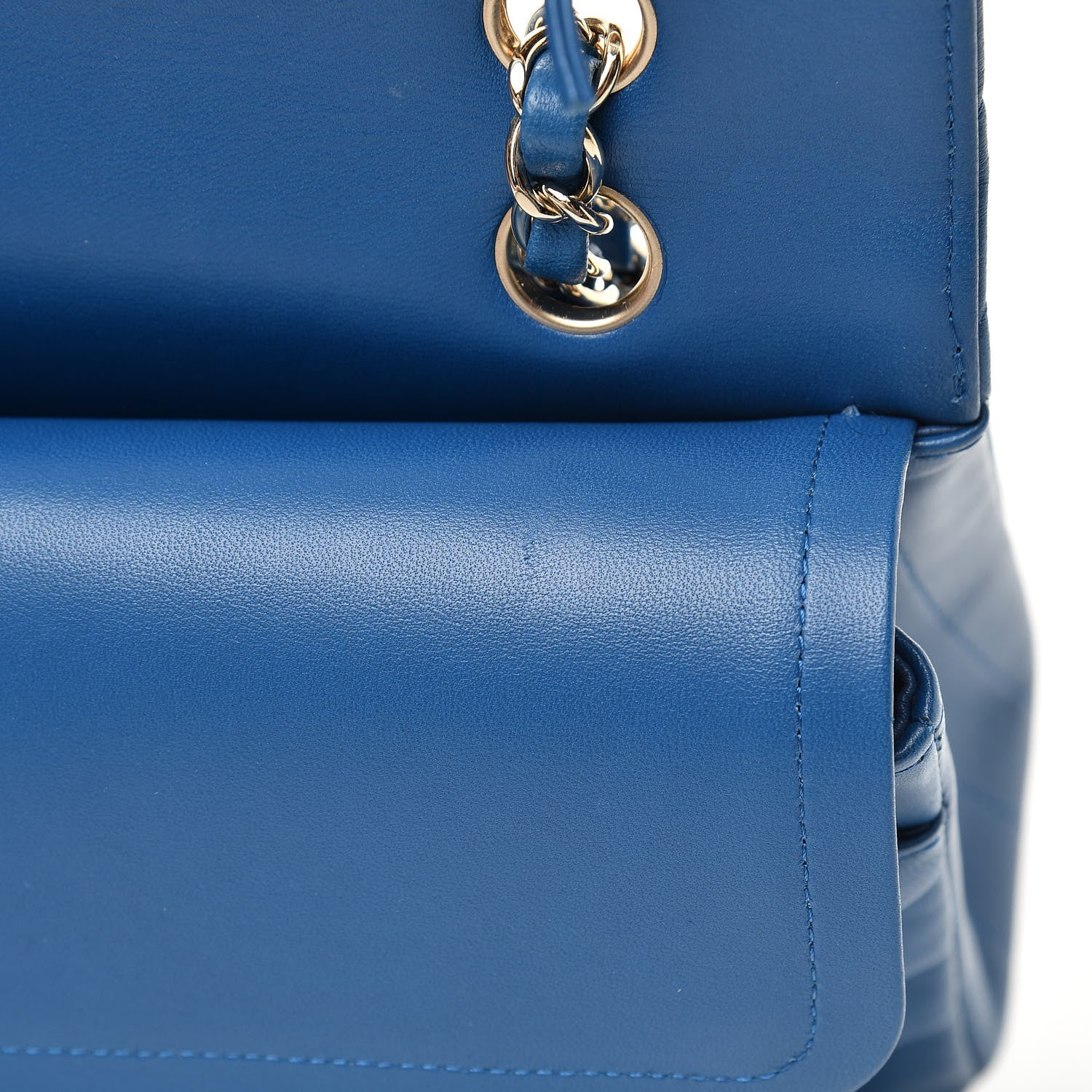 Chanel Lambskin Chevron Quilted Medium Double Flap Blue 11 of 12