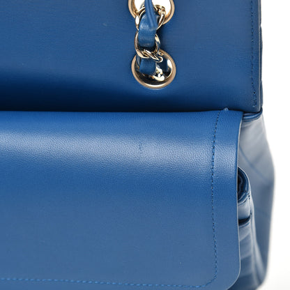 Chanel Lambskin Chevron Quilted Medium Double Flap Blue 11 of 12