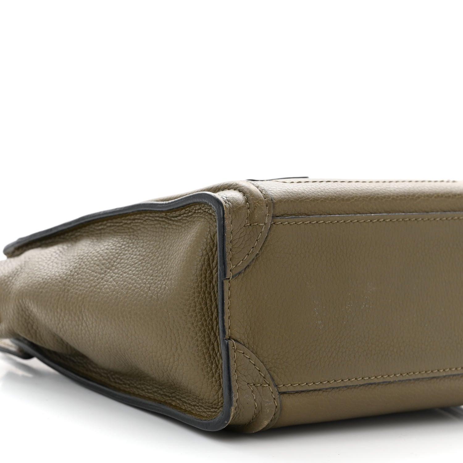 Celine Drummed Calfskin Nano Luggage Dark Olive 8 of 14