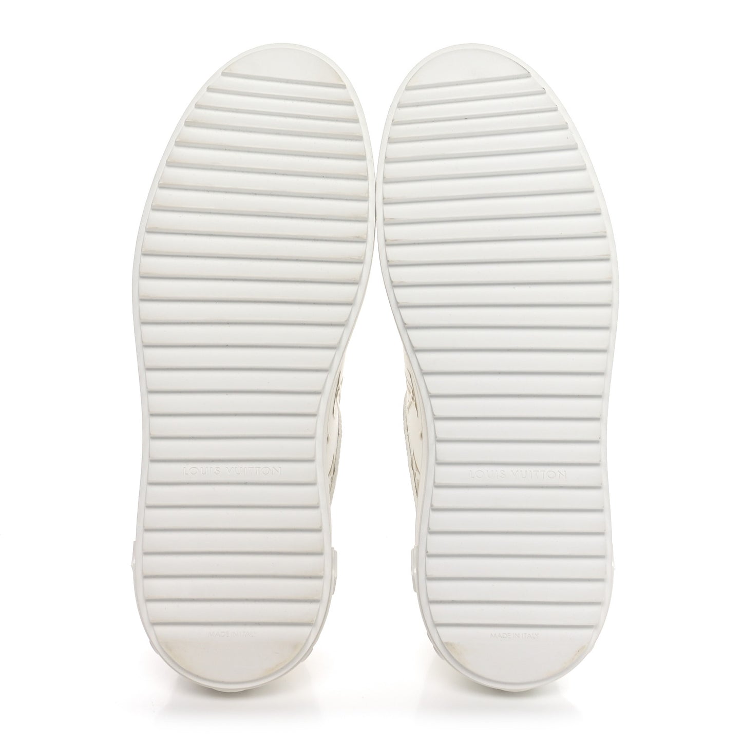 Calfskin Monogram Debossed Time Out Sneakers 37.5 White Gold