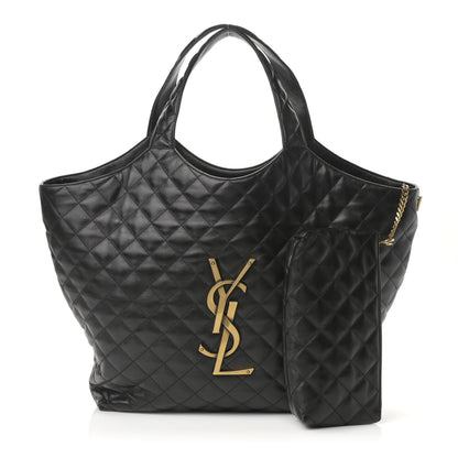 Saint Laurent Lambskin Quilted Maxi Icare Shopping Tote Black 1 of 11
