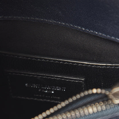 Saint Laurent Sheepskin Matelasse Chevron Monogram Medium College Bag Deep Marine 7 of 10