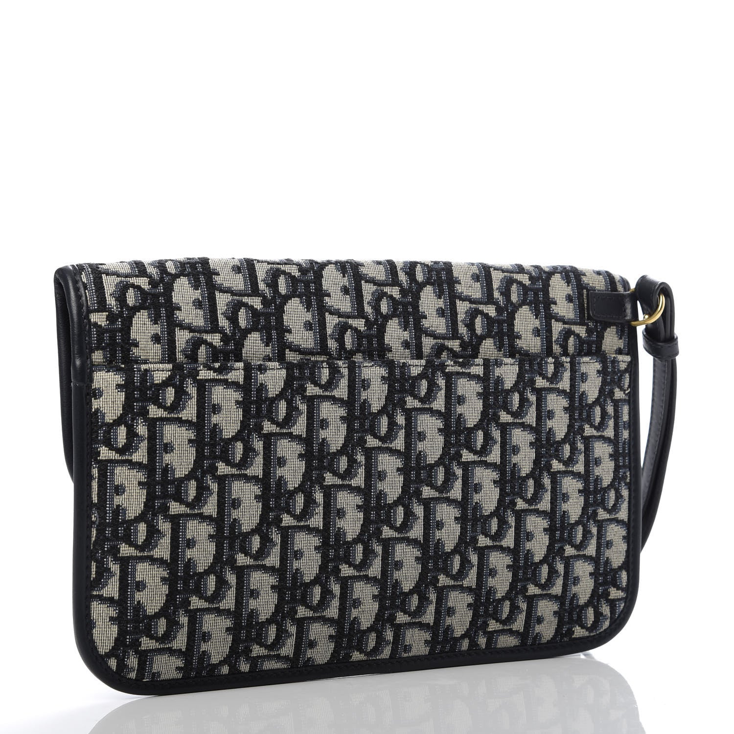 Christian Dior Oblique Flap Pouch Clutch Blue 3 of 9